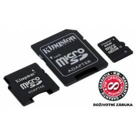 Speicherkarte KINGSTON MicroSDHC 8GB, Class 4 + 2 Adapters SD, Mini SD (SDC4 / 8GB-2ADP) schwarz