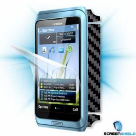 Schutzfolie Screenshield Bildschirm + Carbon skin (schwarz) für Nokia E7 Gebrauchsanweisung