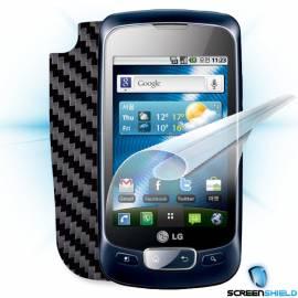 Schutzfolie Screenshield Bildschirm + Carbon skin (schwarz) für LG P500 Optimus One Gebrauchsanweisung