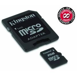 Datasheet Speicherkarte KINGSTON MicroSD 2 GB + Adapter (SDC / 2GB) schwarz